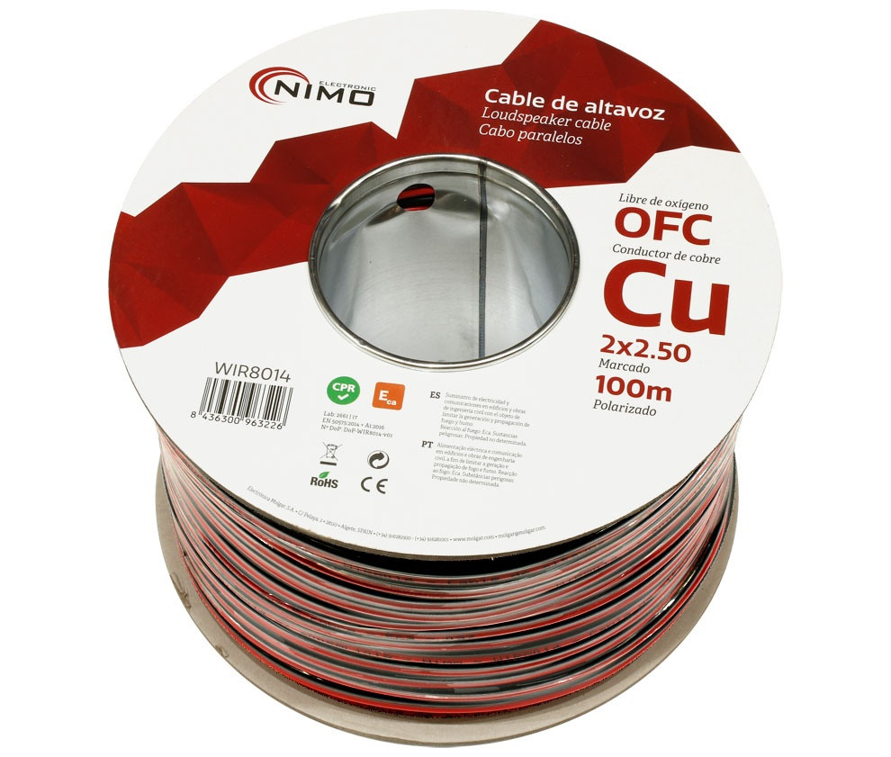 Cable para altavoz 2X2.50 cobre METRO rojo negro libre oxígeno. Mod. WIR8014-16345.jpg