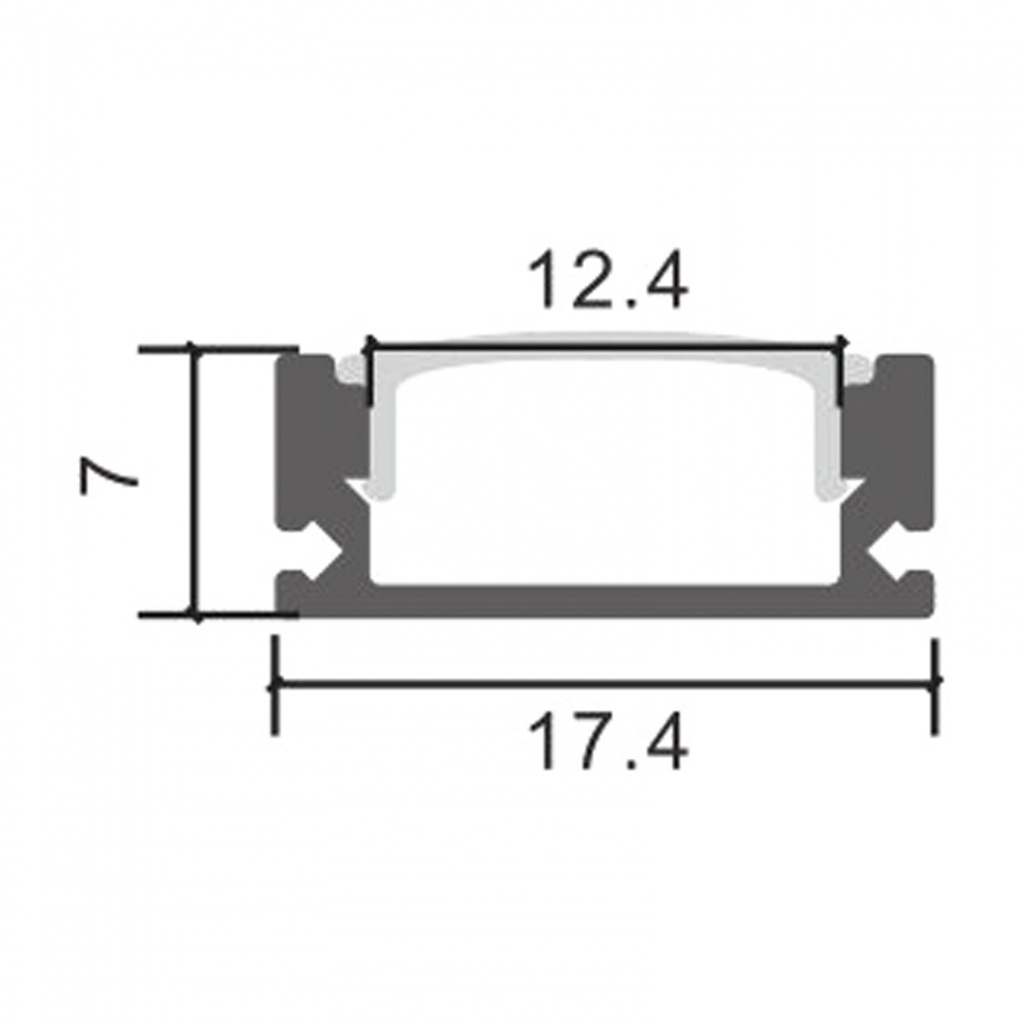 Perfil de Aluminio Sid Lacado Blanco - 2 Metros. Mod. LM3702