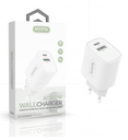 Cargador Carga Rápida De Pared Dual Salida USB-C+USB-A QC3.0/PD 20W. Mod. AC820W