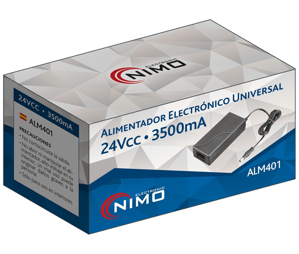 Alimentador fijo 24V 3.5A jack 2.1mm. Mod. ALM401