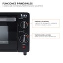 Mini horno tostador negro 10l 800W. Mod. TMPHO001BK