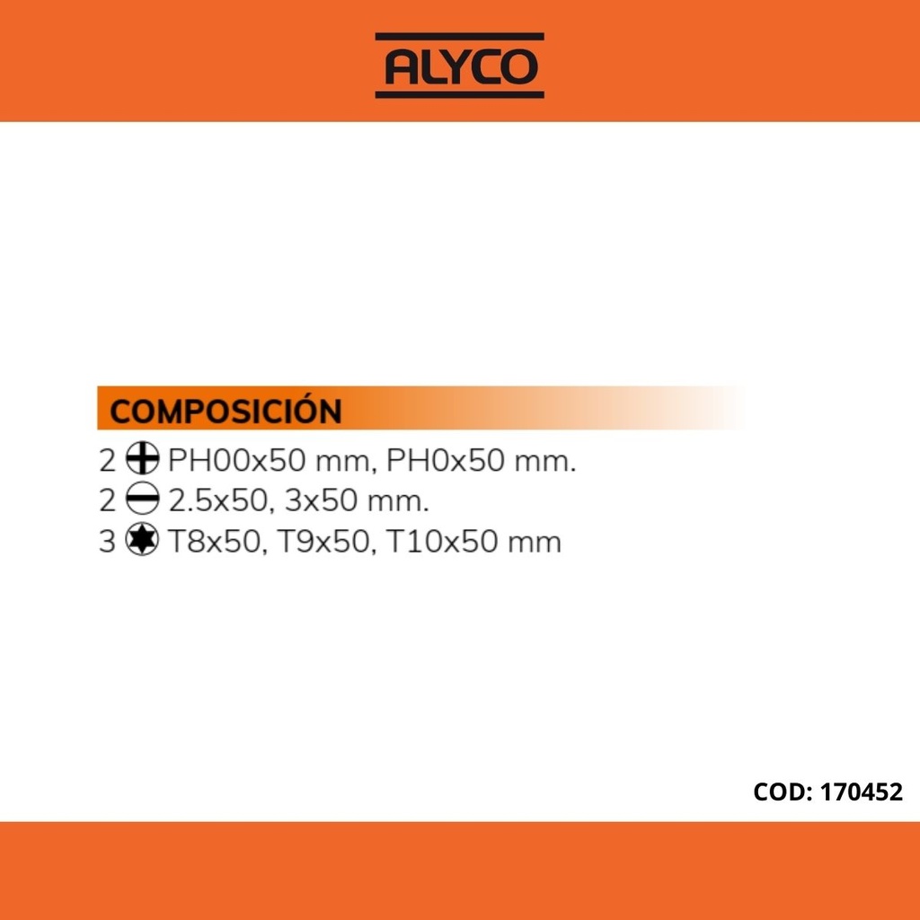 JJuego De 7 Destornilladores De Precisión ALYCO. Mod. 170452