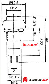 Interruptor pulsador 2P.(SPST) ON-OFF 125V 3A verde. Mod. 3826V