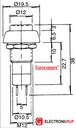 Interruptor pulsador 2P.(SPST) ON-OFF 125V 3A verde. Mod. 3826V