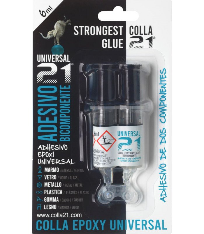 Pegamento Universal Epoxi de 2 componentes en Jeringa 6ml COLLA21. Mod. CVC2106U
