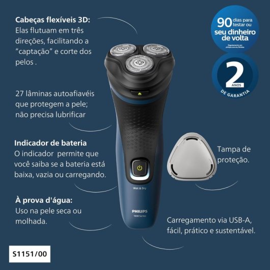 Afeitadora rotacional recargable Grundig. Mod. MS6840