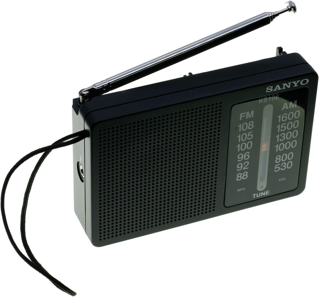 Radio portátil negro AM FM Sanyo. Mod. KS106BLK