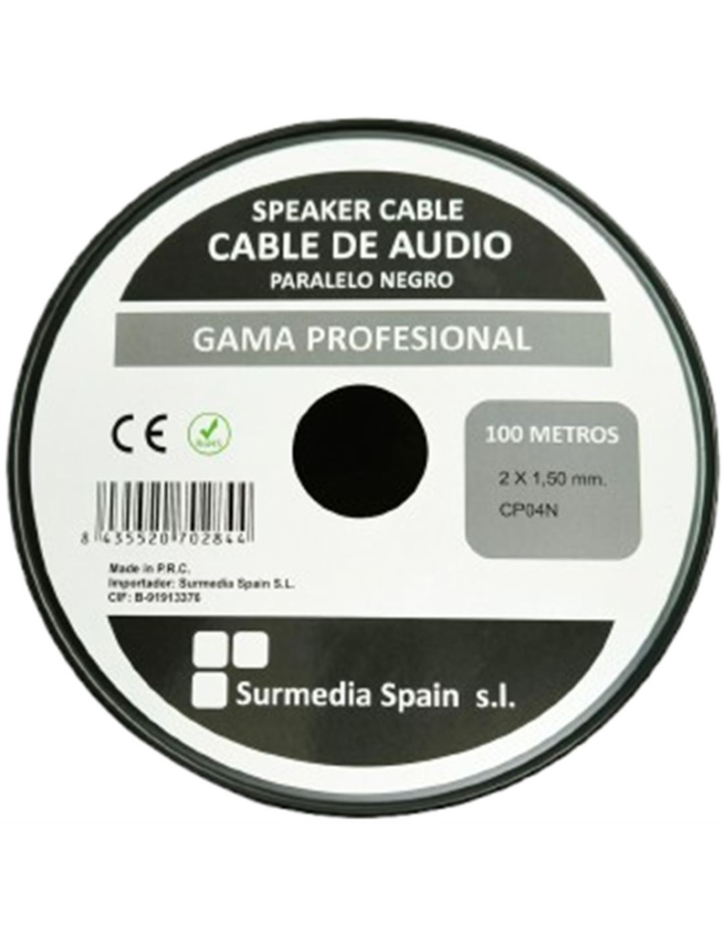 Cable audio paralelo 2X1.50mm2 negro. Mod. CP04N