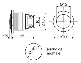 Pulsador anti-vándalos Acabado níquel Metálico Mod. 4187
