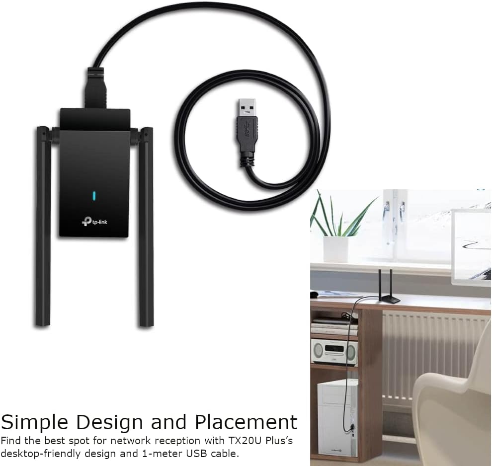 Adaptador WiFi 6 dual band 5GHz/2.4GHz Tp-Link. Mod. TX20U Plus AX1800