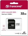 Tarjeta microSD Transcend 32 GB c/ adaptador class 10. Mod. TS32GUSD300S