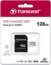 Tarjeta microSD Transcend 128 GB c/ adaptador class 10. Mod. TS128GUSD300S