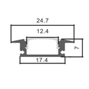 Perfil de Aluminio empotrar Sub Lacado negro - 2 Metros. Mod. LM3706