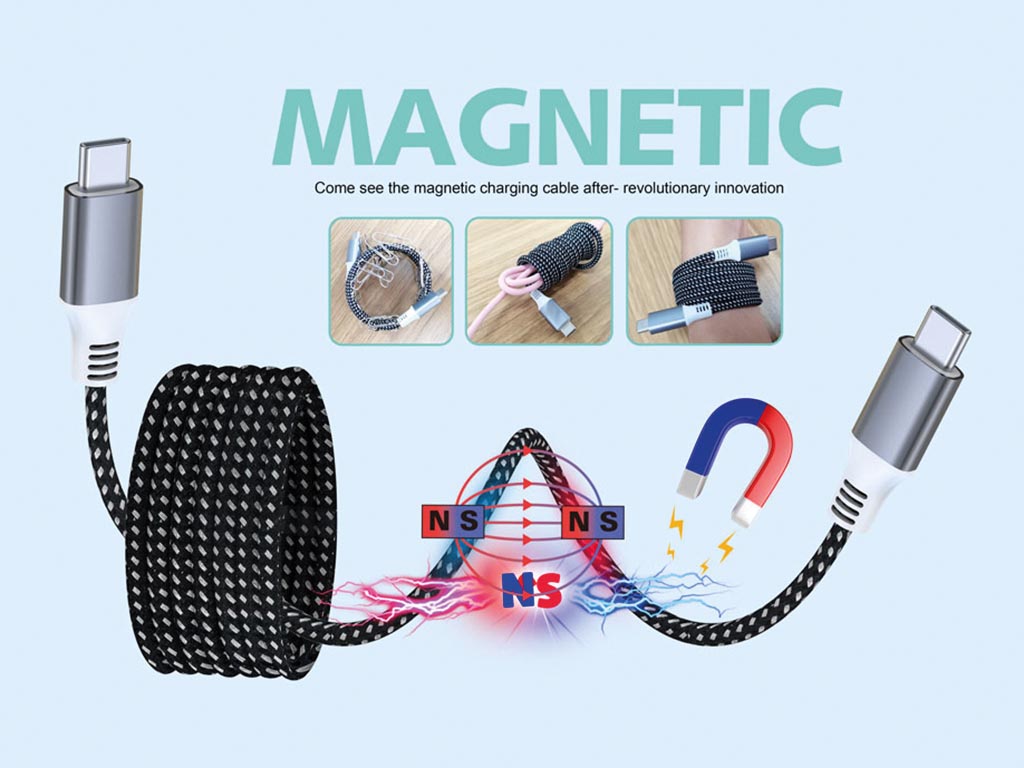 Cable USB carga y datos USB 2.0 C 480 Mbps magnético 60 W 1 m. Mod. HQMUSB210
