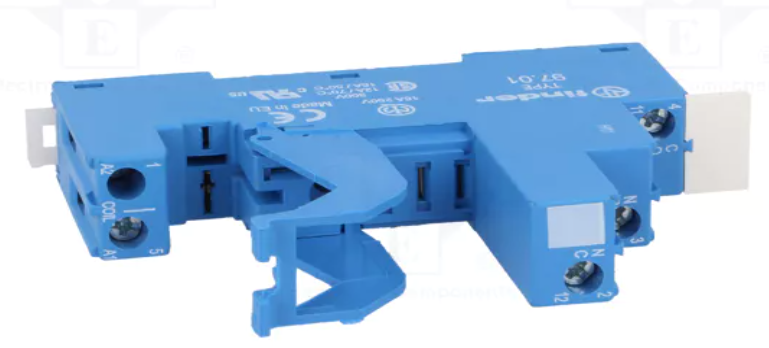 Zócalo relé 5 pin 16A 250VCA DIN Finder. Mod. 97.01SPA