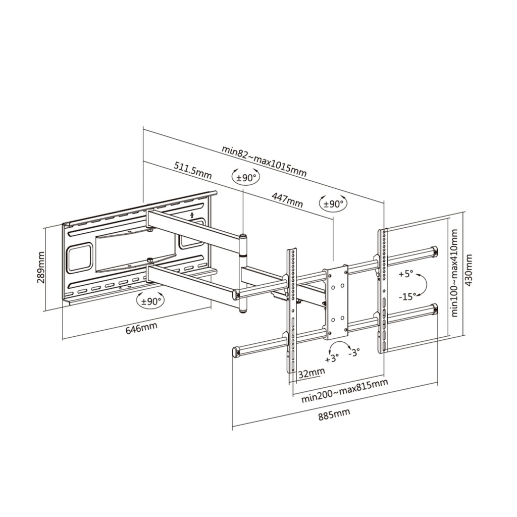 Soporte de TV 43-80" giratorio inclinable 50kg. Mod. WT80TSLE-161