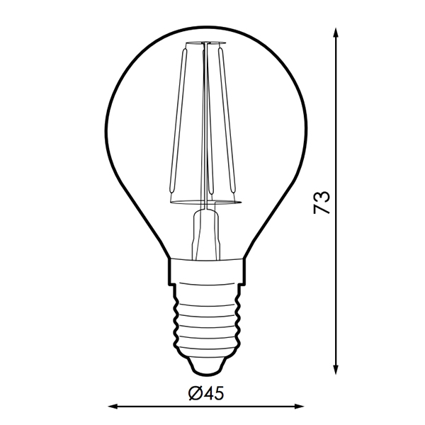 Bombilla Led Filamento E14 G45 4W ámbar. Mod. LM8552