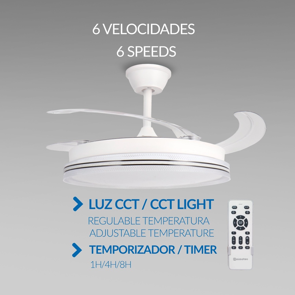 VVentilador de Techo Led White Decor ø106 Cm. Mod. LM8853