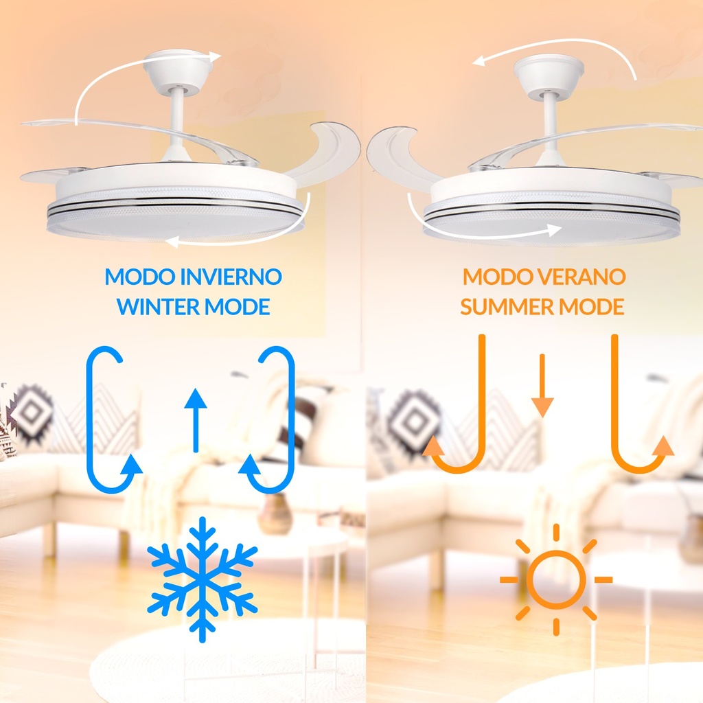 VVentilador de Techo Led White Decor ø106 Cm. Mod. LM8853
