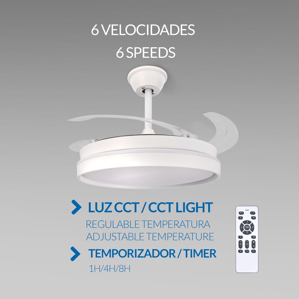 Ventilador de Techo Led White Afar ø107 Cm. Mod. LM8840