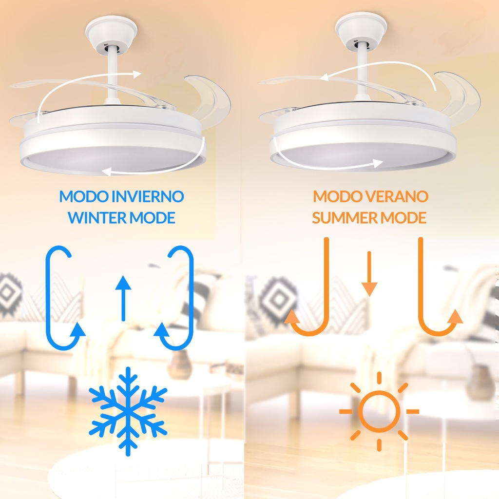 Ventilador de Techo Led White Afar ø107 Cm. Mod. LM8840