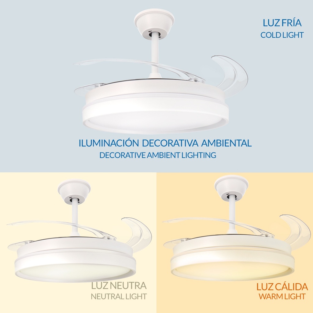 Ventilador de Techo Led White Afar ø107 Cm. Mod. LM8840