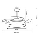 Ventilador de Techo Led White Olga ø107 Cm. Mod. LM8831