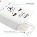 Base múltiple 6 tomas con 2 USB 1.4M blanca. Mod. TMUAD306