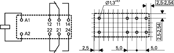 Relé electromagnético 48VAC DPDT 8A/250VAC RT2. Mod. 7-1393243-7