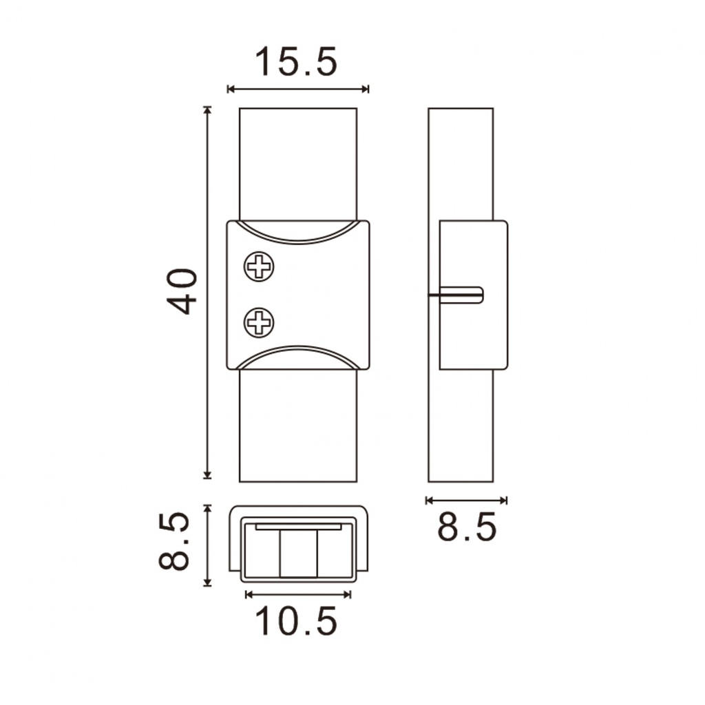 Conector Intermedio Para Tira Led Ip68 10Mm Out 8Mm In 2Pin. Mod. LM2922