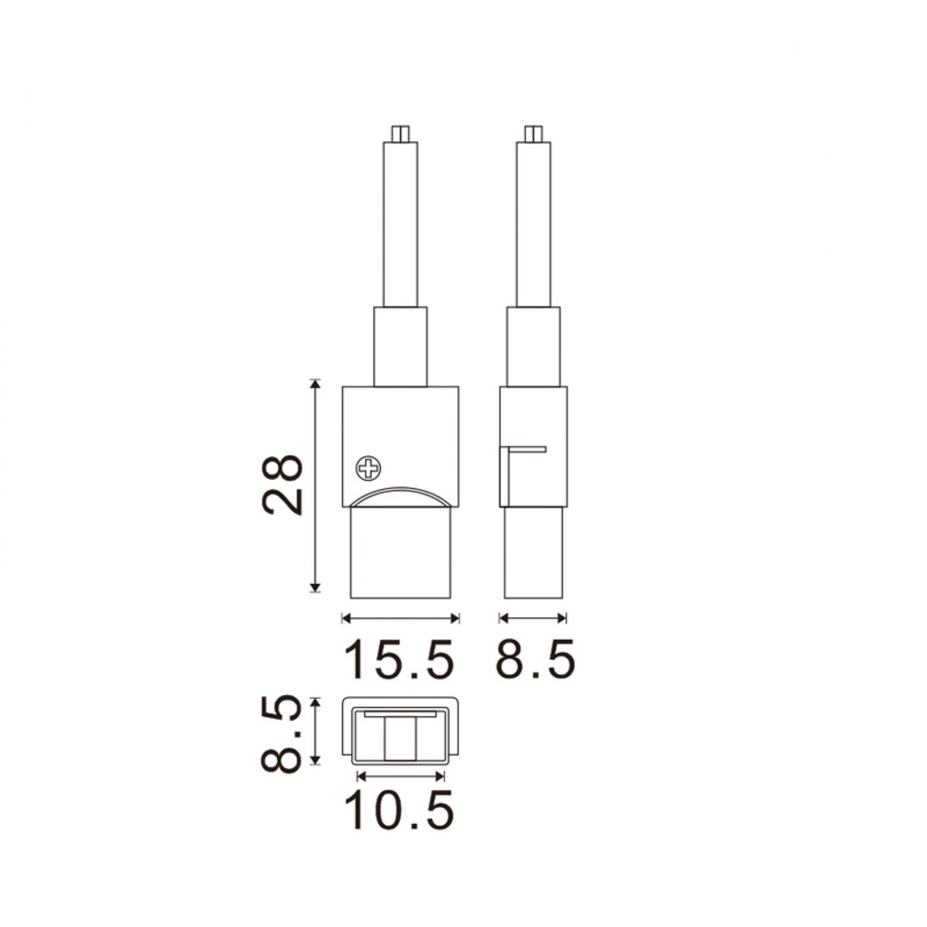 Conector Intermedio Con Cable Para Tira Led Ip68 10Mm Out 8Mm In 2Pin. Mod. LM2924