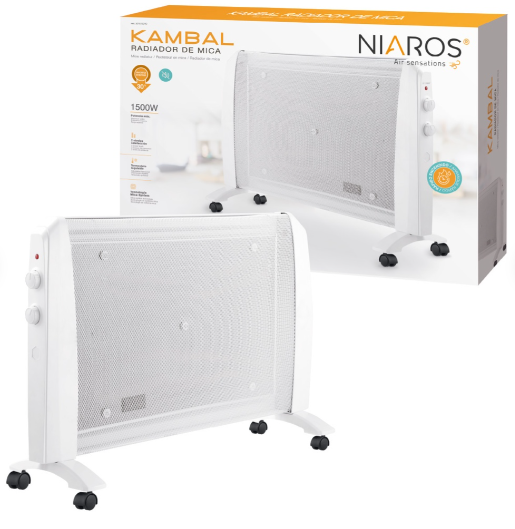 Radiador de mica Kambal Máx. 1500W Blanco. Mod. 301015010