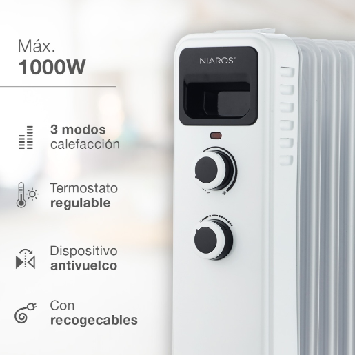 Radiador de aceite 5 elementos Laverton Máx. 1000W. Mod. 301015019