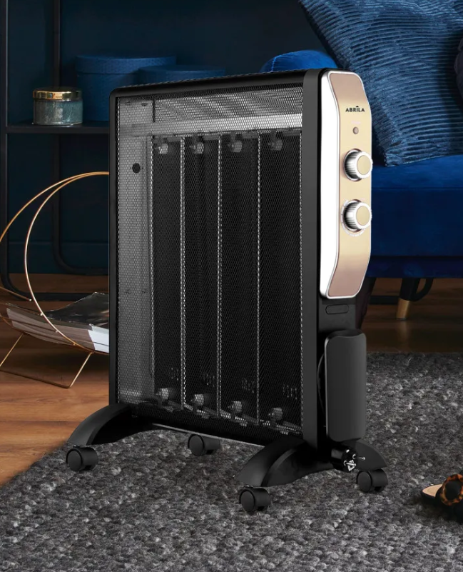 Radiador De Mica Abrigo 2000w 4elementos Negro/oro. Mod. 202012016