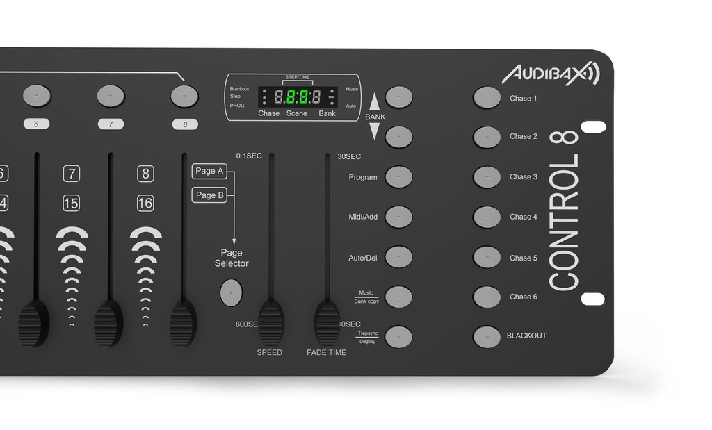 Controladora mesa DMX 192 canales Audibax. Mod. CONTROL 8
