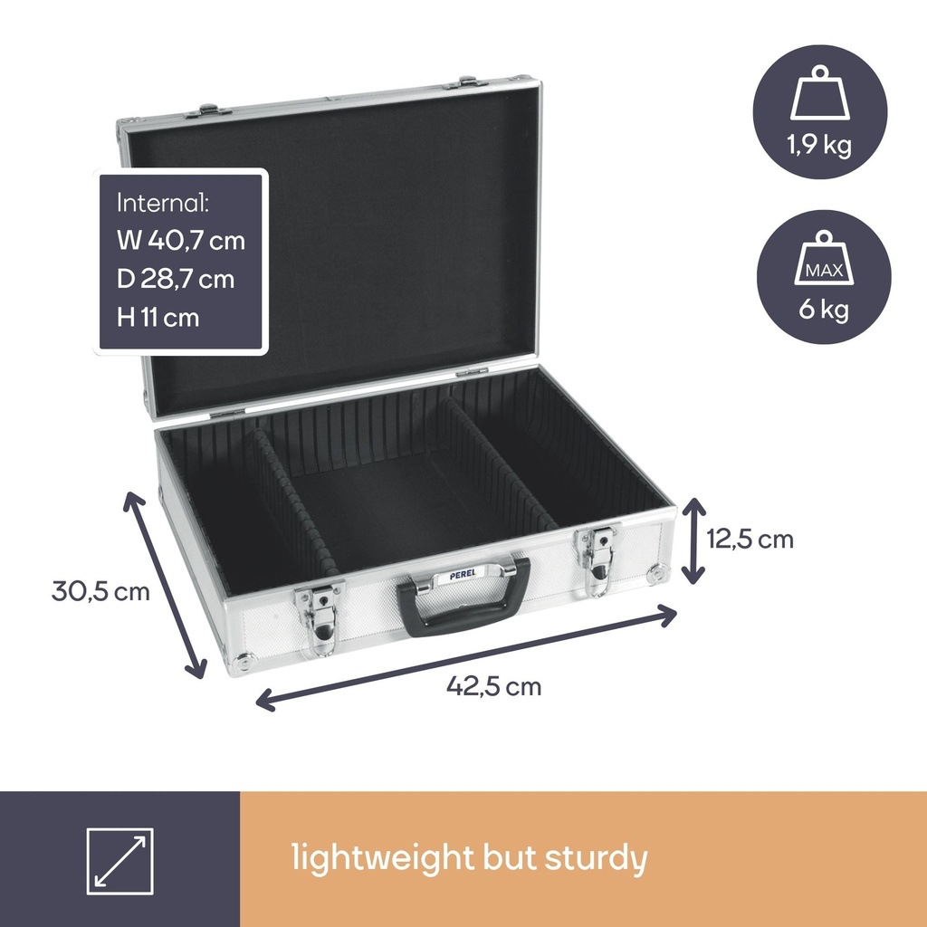 Maletín de herramientas aluminio 425x305x125mm 16.2l. Mod. 1819