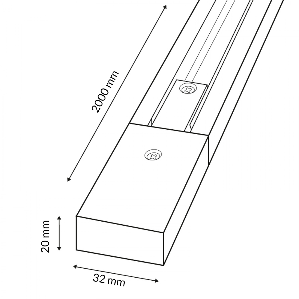 Carril Monofásico reforzado 1 metro negro. Mod. LM3206