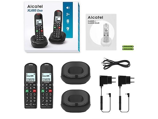 Teléfono Inalámbrico DUO negro teclas grandes Alcatel. Mod. XL 685 DUO