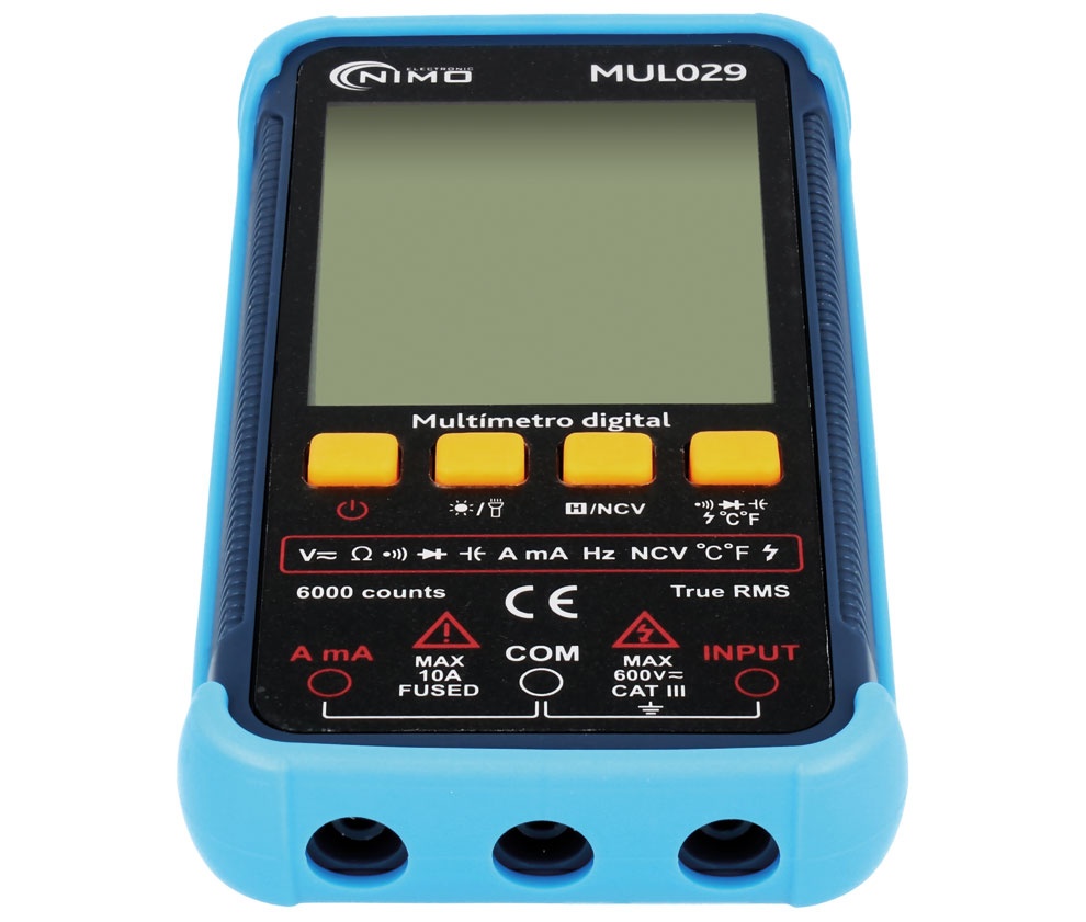 Multímetro auto rango de bolsillo True RMS CAT. III 600V. Mod. MUL029
