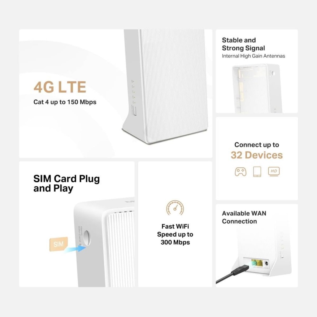 Router WIFI 4G LTE N300 Mercusys. Mod. MB112-4G