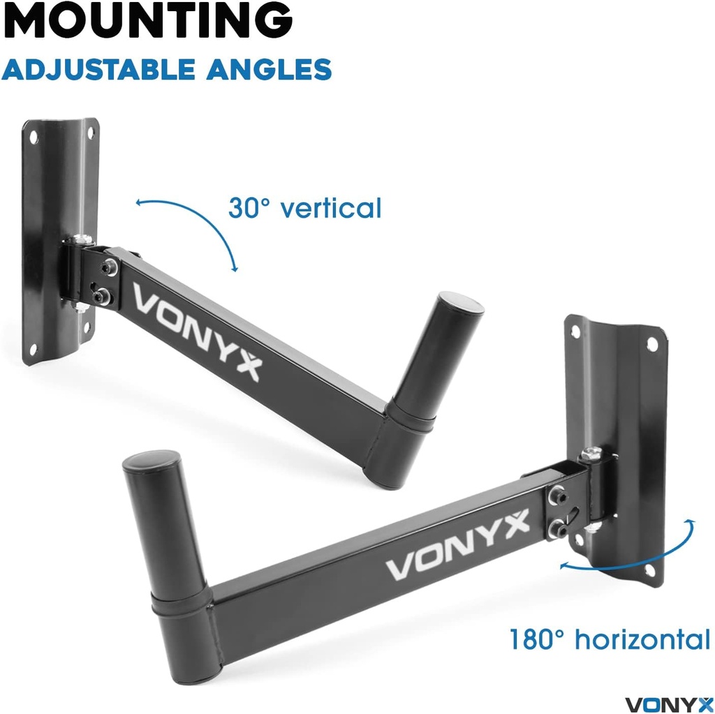 Pareja de Soportes metálicos para Altavoz en Pared 25kg Vonyx. Mod. WMS-02
