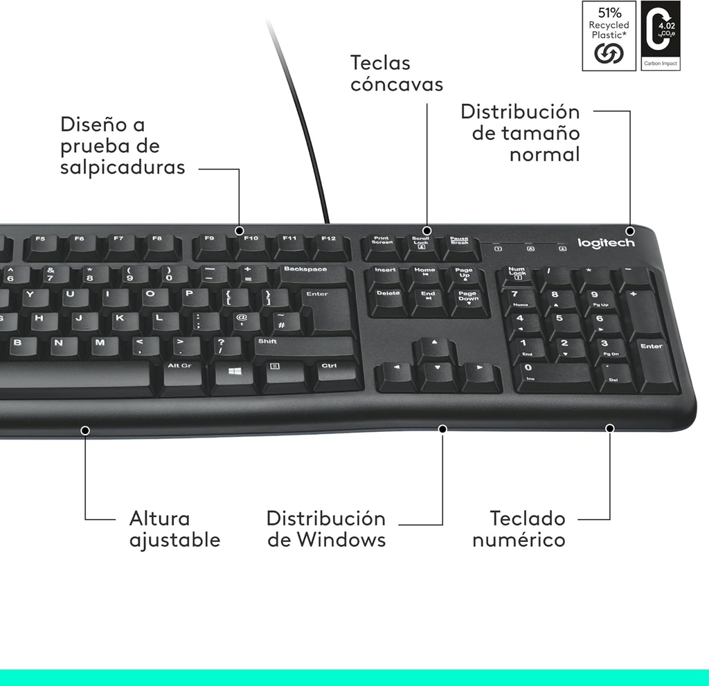 Teclado con cable OEM USB negro Logitech. Mod. K120