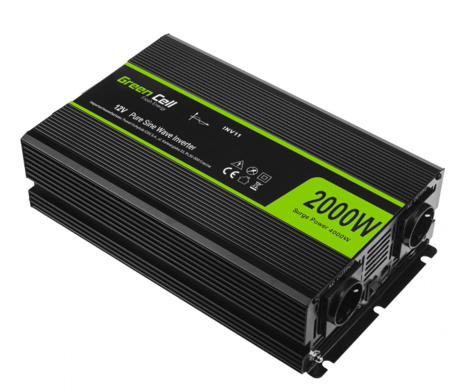 Inversor de corriente 12V a 230V onda pura 2000W. Mod. GC-INV11