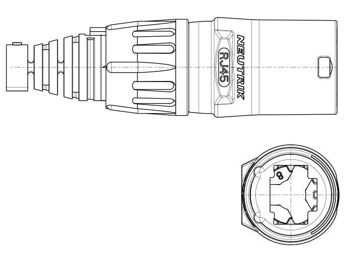 Soporte para conectores RJ45 cuerpo negro Neutrik. Mod. NE8MX-B