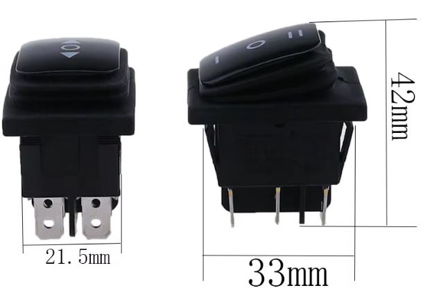 Interruptor pulsador 3 posiciones (ON)-OFF-(ON) estanco 16A 250VAC. Mod. 74622