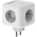 Adaptador regleta Cubo 3 tomas + 4 USB 5V/3.4V. Mod. 37400120