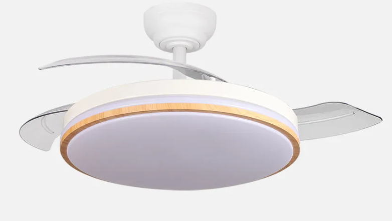 Ventilador techo aspas retráctiles control por voz 60W blanco/haya Parlatore. Mod. 264191368