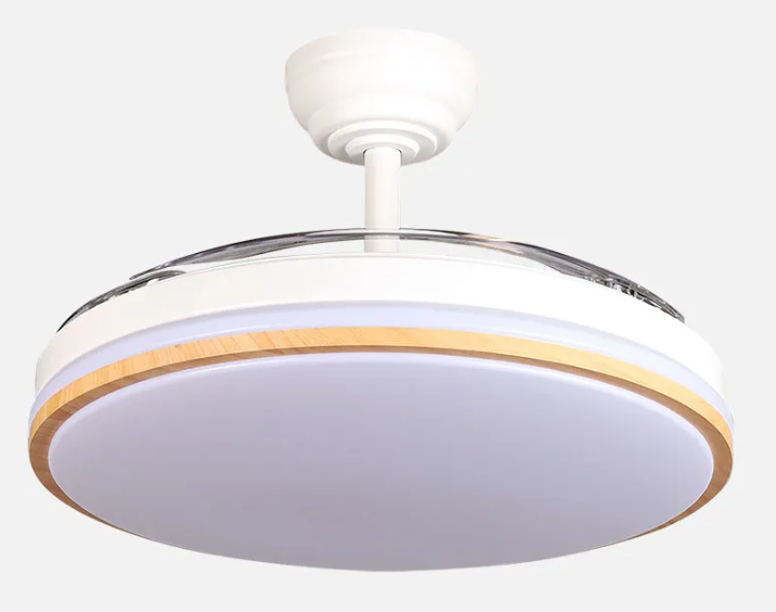 Ventilador techo aspas retráctiles control por voz 60W blanco/haya Parlatore. Mod. 264191368