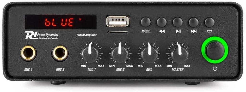 Amplificador Bluetooth USB FM 30W 12V/220V Power Dynamics. Mod. PDC30