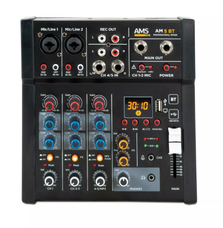 Mesa de mezclas compacta de 2 canales Bluetooth AMS. Mod. AM 5 BT